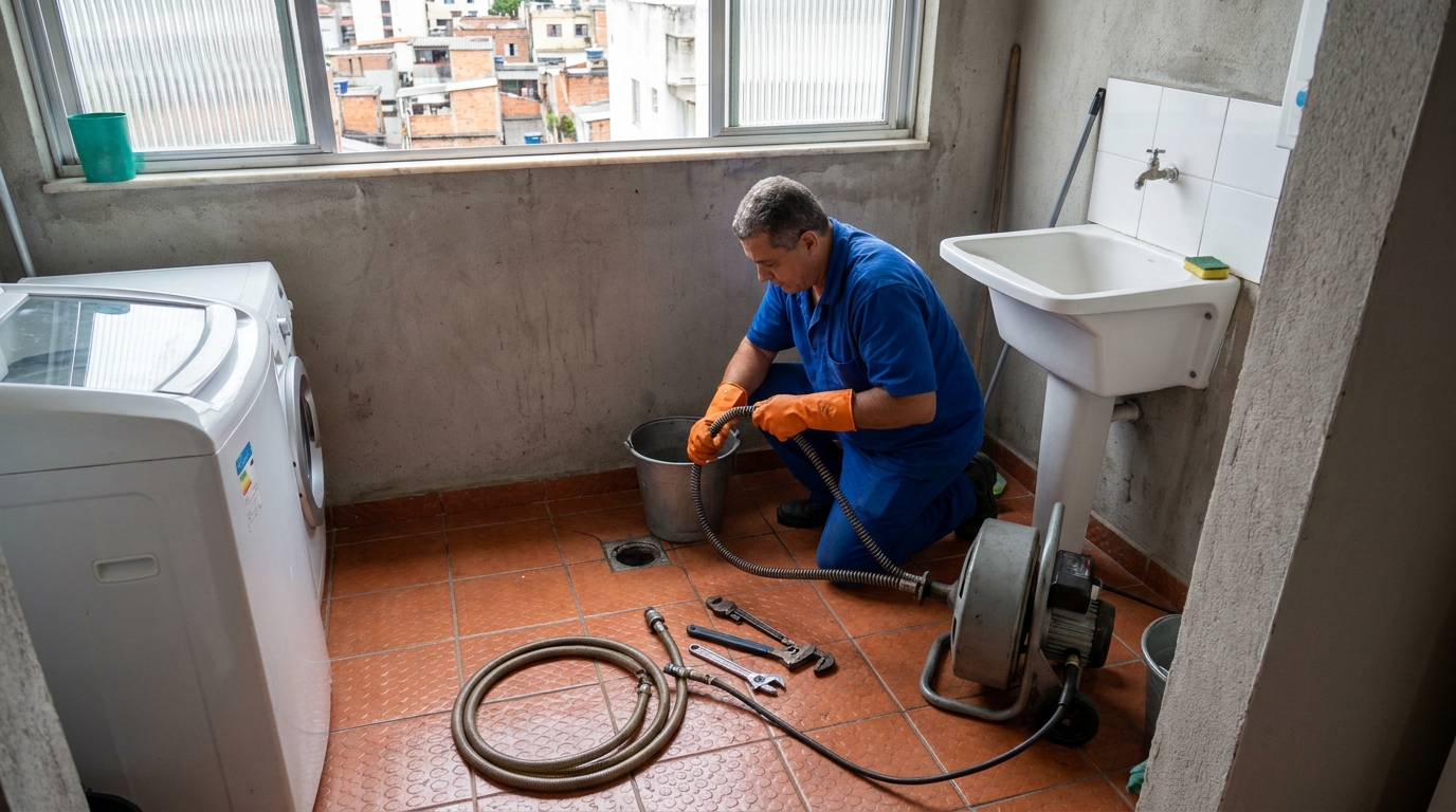 Desentupimento de ralo com equipamento em Novo Hamburgo‑RS
